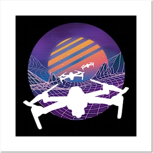 Drones Vaporwave Quadcopter Drone Posters and Art